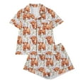 thumbnail image 3 of Arlun Womens Pajama Sets Button up Satin Pjs Short Sleeve and Shorts 2 Piece Pjs Sets Cute Leopard Highlands Beef Graphic Loungewear with Chest Pocket 2-White L, 3 of 8