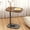 walnut, variant on Double Layer C Shaped Side Table with Wheels, 360° Rotatable Mobile Sofa Bedside Table, Sturdy Metal Frame Space Saving Home Coffee Table