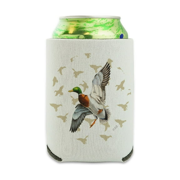 Mallard Duck in Flight Can Cooler - Drink Sleeve Hugger Collapsible Insulator - Beverage Insulated Holder