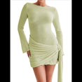 thumbnail image 3 of Vestido Mini Plisado Sin Espalda para Mujer, de Larga, Tejido A Crochet, Sexy, para Fiesta Amarillo-Verde L, 3 of 8