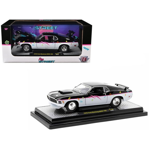 1970 Ford Mustang BOSS 429 "Pro Street" Black and Gray with Graphics Limited Edition 1/24 Diecast Model Car by M2 Machines