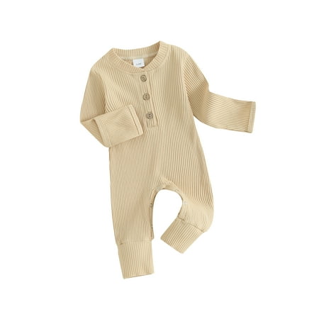 

Canis Infant Boys Ribbed Button Jumpsuit with Long Sleeves