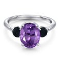 thumbnail image 3 of Gem Stone King 2.74 Ct Oval Purple Amethyst Black Onyx 925 Sterling Silver Ring, 3 of 6