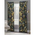 thumbnail image 4 of Vintage Flower Pattern Sheer Curtains 96 Inches Long 2 Panels Gold Flower Dark Green Background Light Filtering Semi Sheer Window Curtains Drapes for Bedroom Living Room 52"x96", 4 of 7