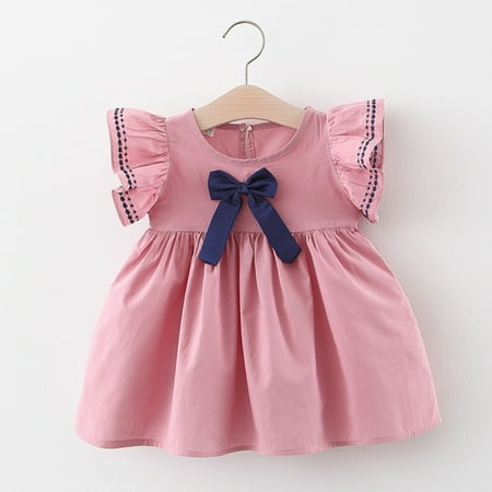 

Dyfzdhu Girls Dress Toddler Baby Girls Dress Summer Bohemia Ruffle Bowknot Short Sleeve Casual A Line Dresses Party Clothes