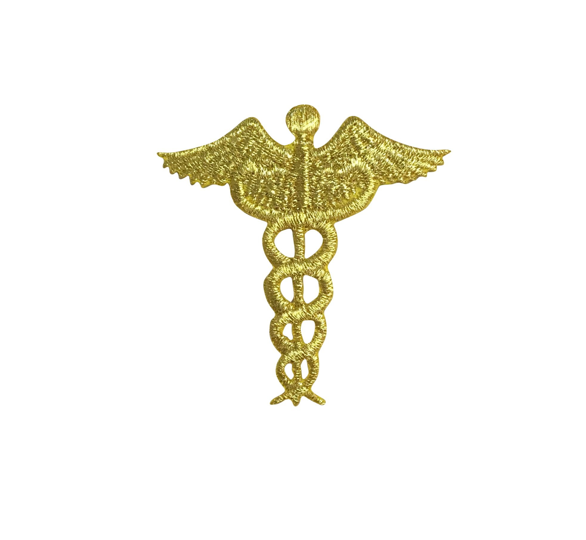 Gold - Caduceus - Medical Nursing - Iron on Applique/Embroidered Patch ...