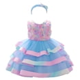 thumbnail image 1 of HAWEE Robe Fleurie pour Bébés Filles Robe de Princesse pour Enfants Volants Fête Mariage Tutu Robe de Concours avec Bandeau, 1 of 7