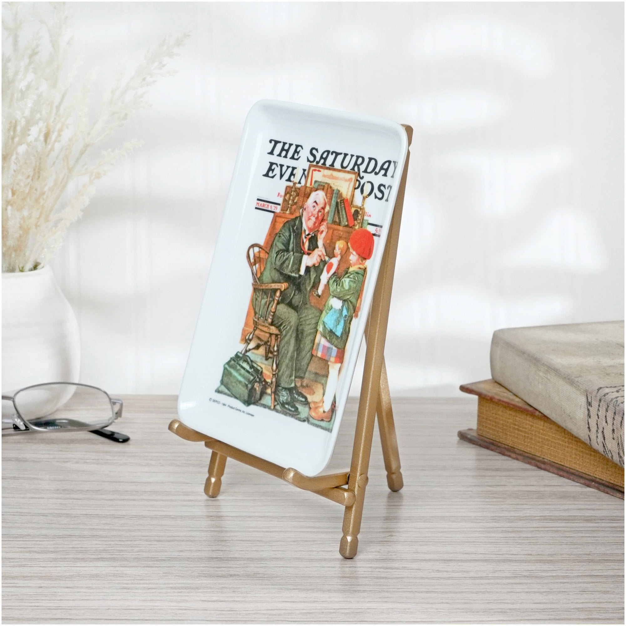 Bard's Satin Gold-toned Metal Easel, 7" H x 4.25" W x 4.5" D