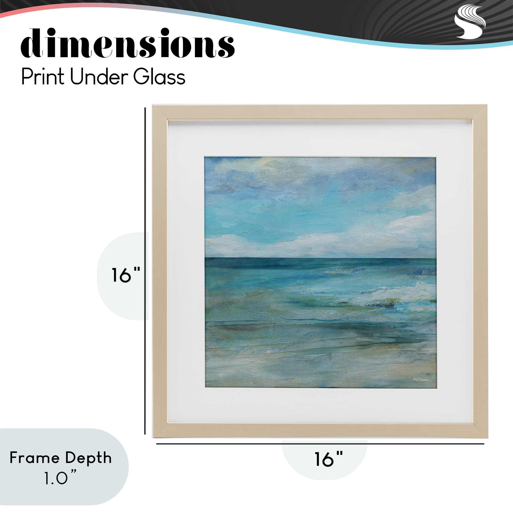 Stupell Industries Aqua Ocean Horizon Abstract Birch Framed Print Under Glass, design by Carol Robinson
