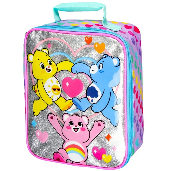 Carebears Lunch Tote Clear Design With Iridescent Underlay Lunch Bag Box 10"