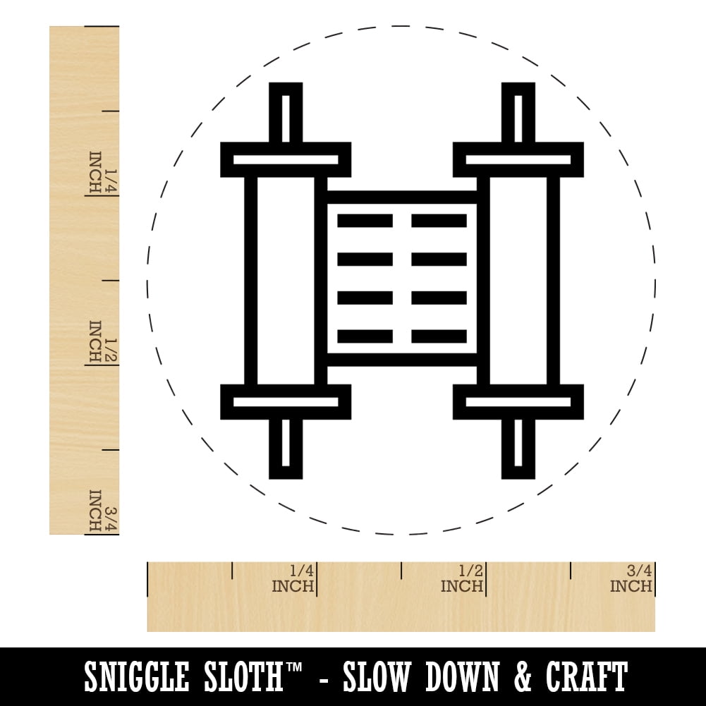 Torah Scroll Jewish Symbol Israel Self-Inking Rubber Stamp Ink Stamper - Fuchsia Ink - Small 3/4 Inch