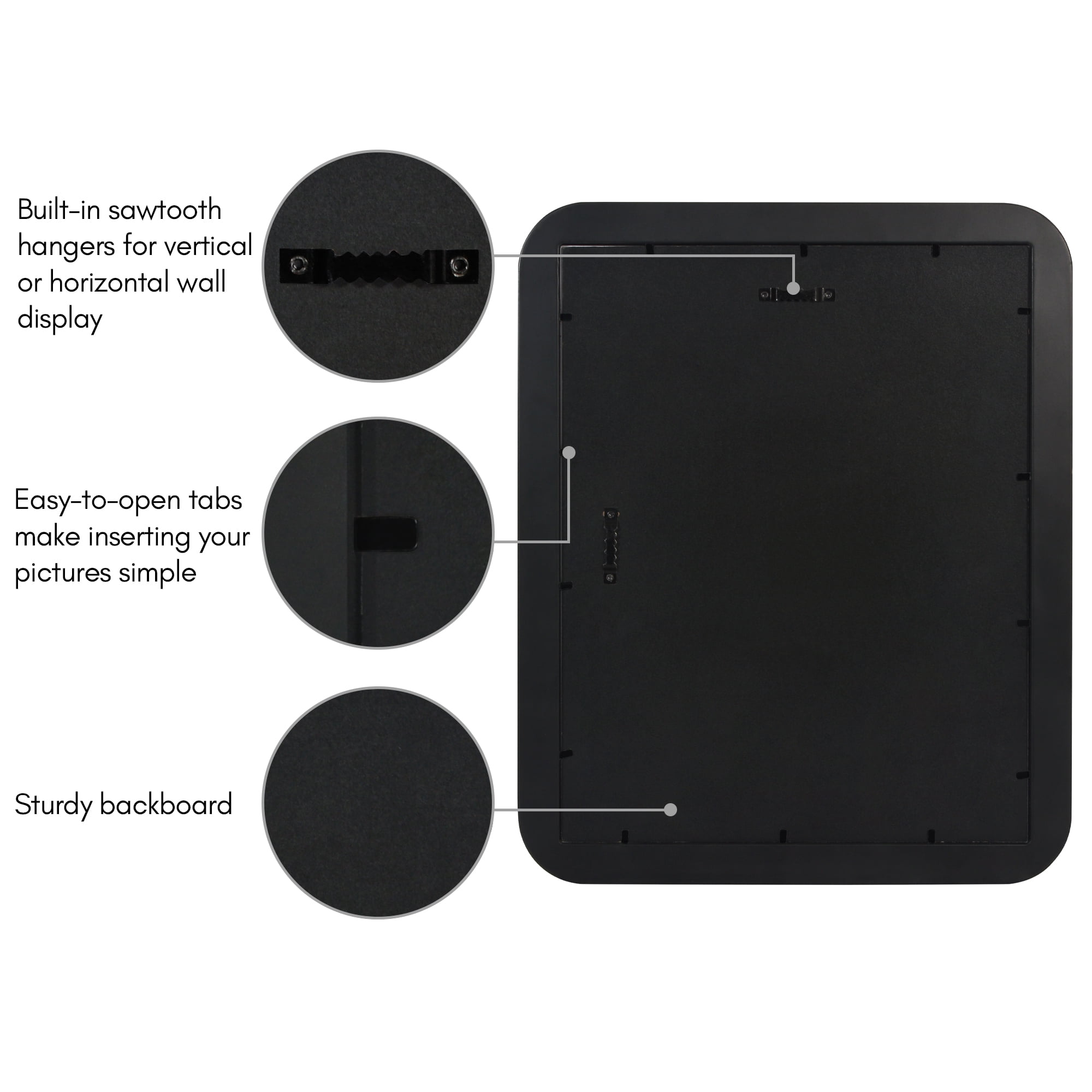 Black 11x14 Curved Corner Photo Frame with Mat & Glass