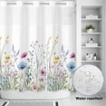 thumbnail image 2 of No Hook Shower Curtain, Spring Floral Shower Curtains for Bathroom with See Through Top Window, Colorful Botanical Wildflower Summer Waterproof & Washable Bath Curtain Standard 72"x72", 2 of 9