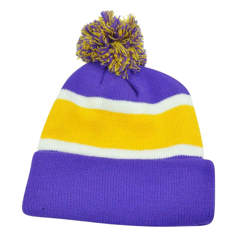 Plain Blank Striped Cuffed Thick Beanie 