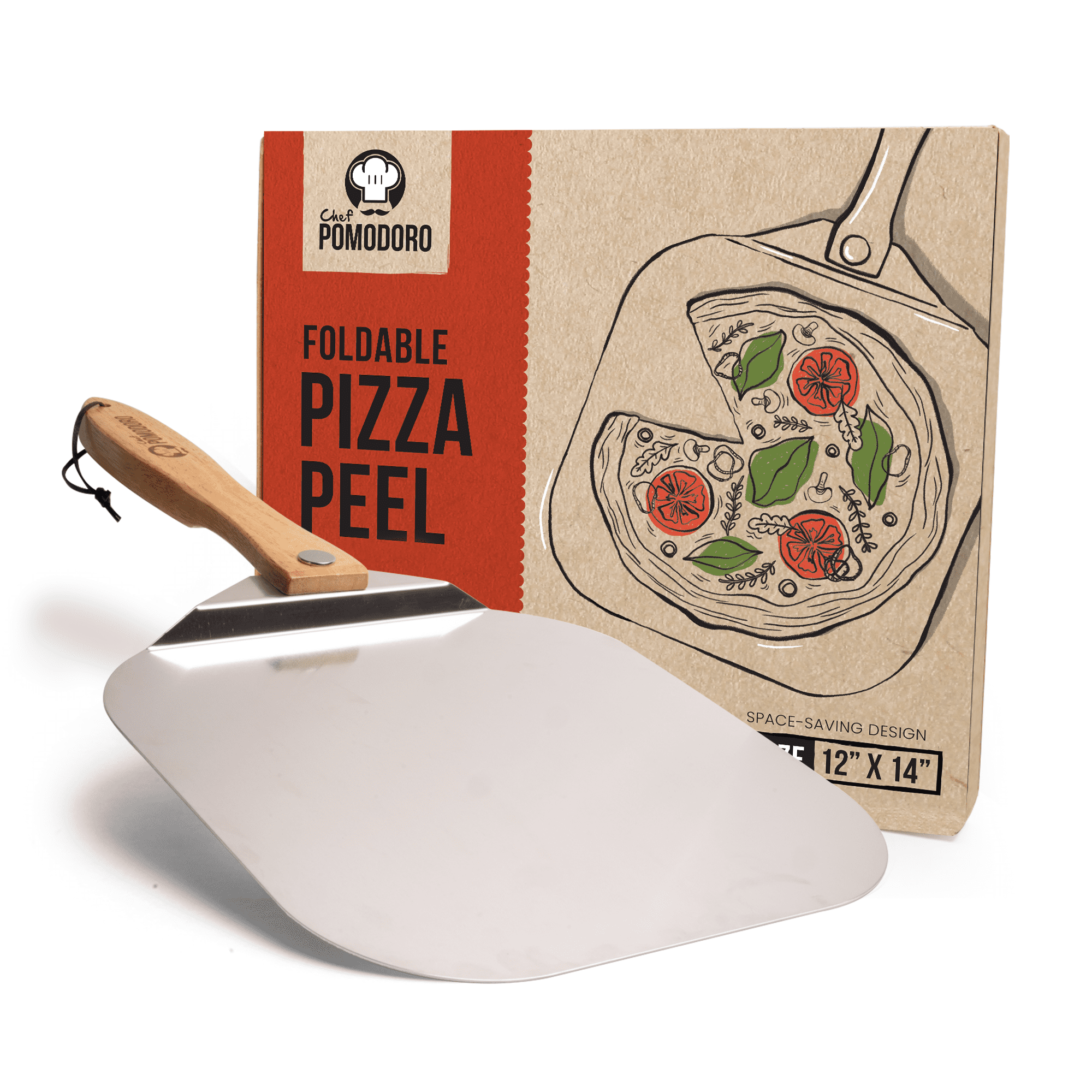 Chef Pomodoro - Pelle A Pizza Ronde Perforée en Aluminium (Diamètre 23 cm)  - Pelle Pizza avec Poignée