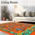 thumbnail image 2 of ODIKA 4'x6' Machine Washable Non-Slip Area Rug, Spooky Bony Musician Festival Themed Flooring High Traffic Rug with Pad, Orange, 704031, 2 of 8