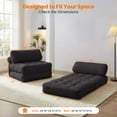 thumbnail image 3 of Puremind Folding Sofa Bed, Convertible Floor Couch for Adults/Kids, Corduroy Fold Out Chair Bed with Pillow for Living Room/Bedroom, Dark Gray, 3 of 7