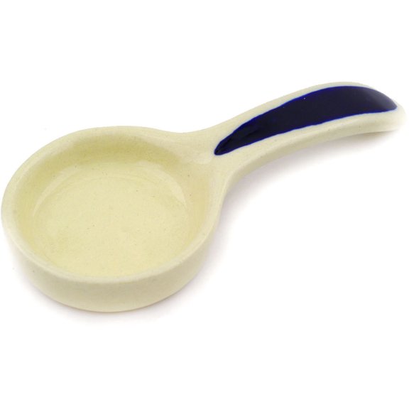 Polish Pottery 4¼-inch Candle Holder (Peacock Leaves Theme) Hand Painted in Boleslawiec, Poland Certificate of Authenticity