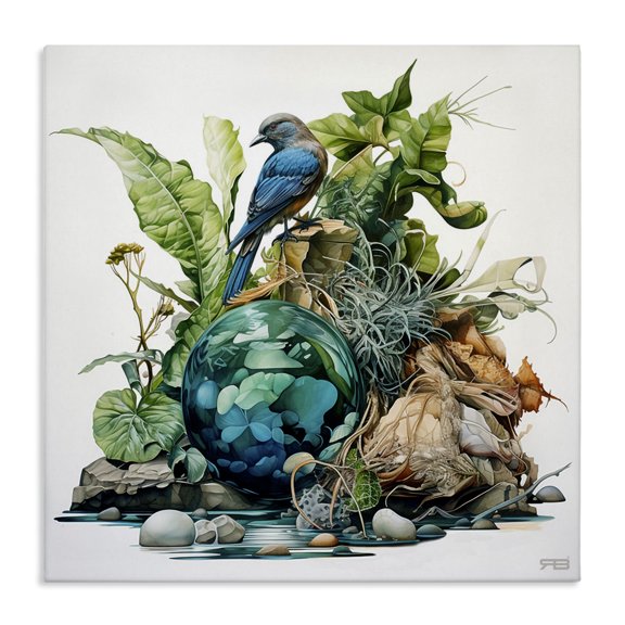 Stupell Industries Bohemian Bird with Forest Nature Canvas Art, 17 x 17, by RB