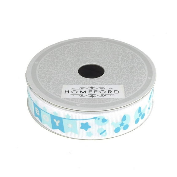 Homeford It's Boy/It's a Girl Banner Grosgrain Ribbon, Blue, 7/8-inch, 10 Yards