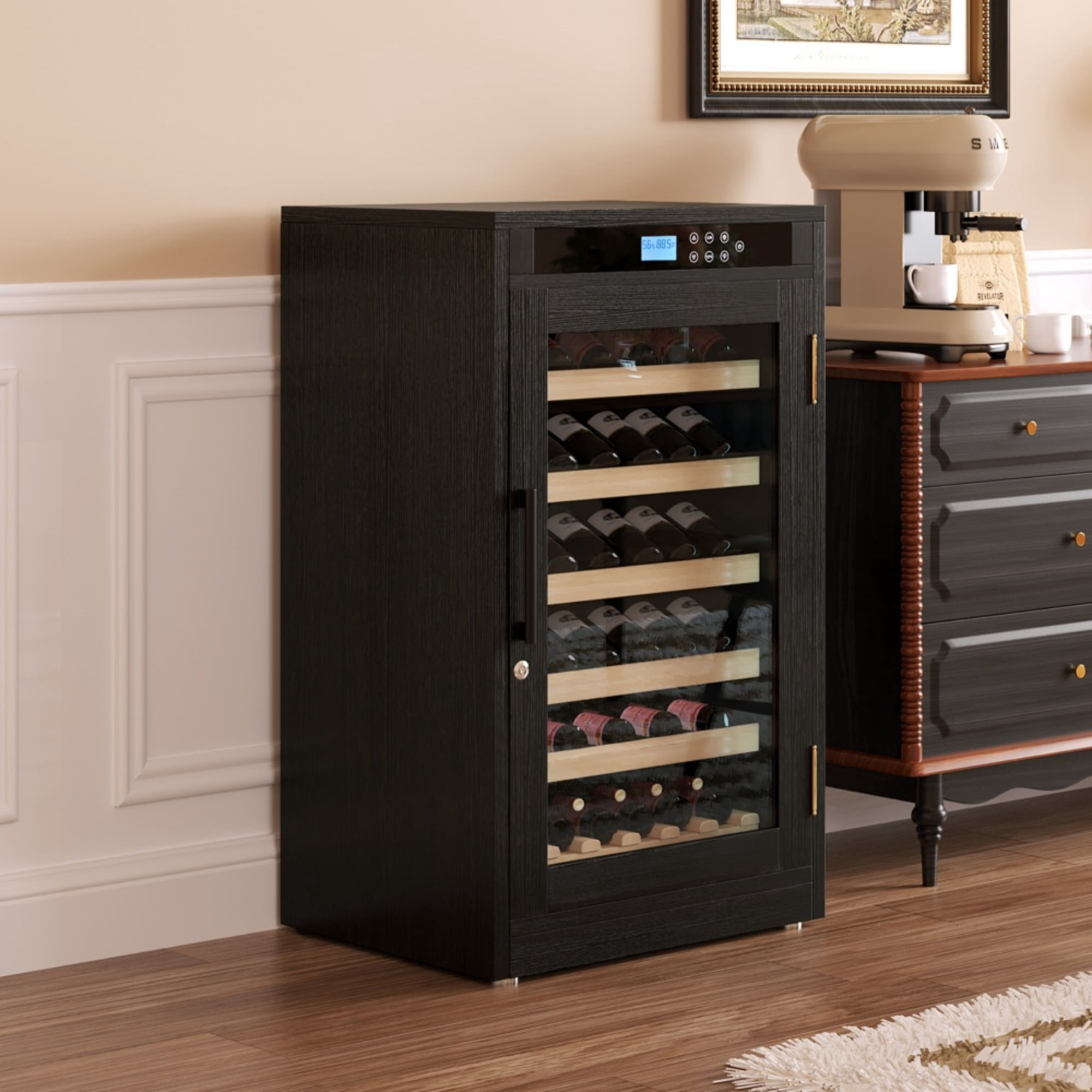 69 bottles LED Touch Screen Display Constant Temperature Black Grape Wine Cooler (LTL carry)