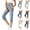 Light blue-women denim capris, variant on Stretch Jean Capris, Women's Casual Cropped Denim Pants with Pockets Pull on Skinny Straight Leg Work Travel Vacation White S
