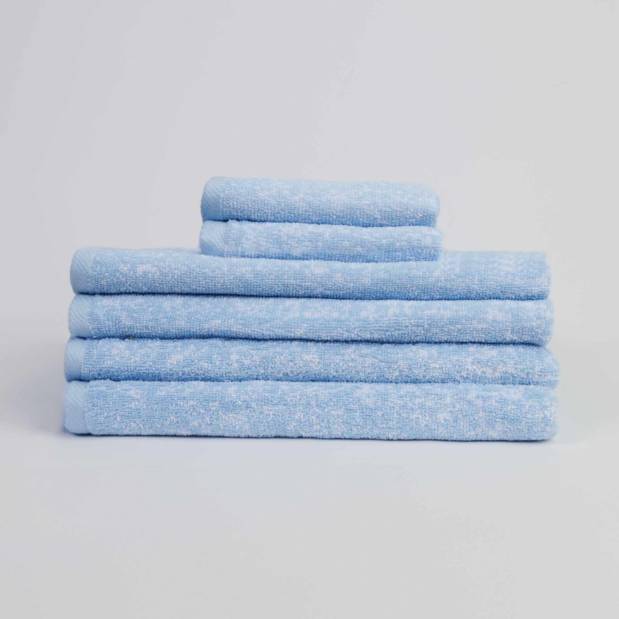 London 6-Piece 100% Cotton Bath Towel Set in Med Blue