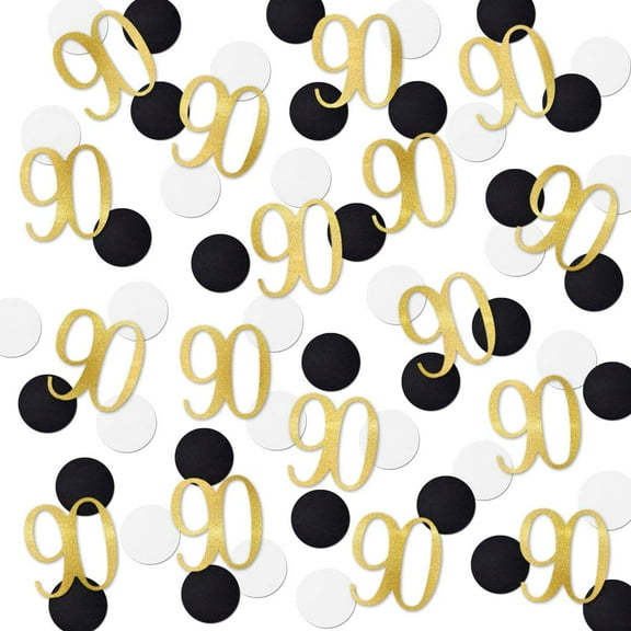Gold Glitter 90 Confetti, 90th Birthday Number Confetti, 120Pcs Anniversary Party Table Decoration Supplies