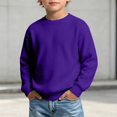 thumbnail image 2 of Kids Solid Color Waffle Knit Crew Neck Sweatshirt Boys Girls Long Sleeve Pullover Soft Lined Fall Winter Casual Basic Top for Daily School Layering Wear(Red,13-14 Years), 2 of 8