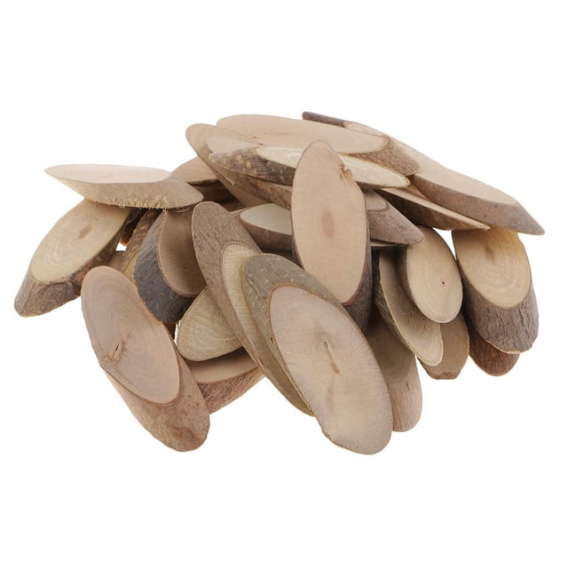 30 Pieces Natural Oval Rustic Wood Slices Tree Log Slice, 55-65mm, For Wedding Centerpiece, DIY Woodland Projects, Table Scatters, Country Decor