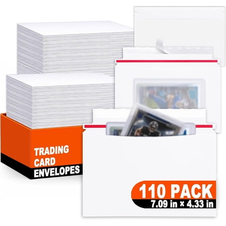 110 Pack Trading Card Mailer Envelopes, 7.09" x 4.33" for Shipping Semi-Rigid and Toploaders Shipping Bags, Trading Card Shipping Protector Supplies