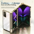 thumbnail image 4 of Allytech for Samsung Galaxy Z Fold 2 5G Case with S Pen Holder, Hard PC + Soft TPU Clear Crystal Transparent Shockproof Plating Cover Case with Tempered Film & Pen for Galaxy Z Fold 2 7.6", Gold, 4 of 6