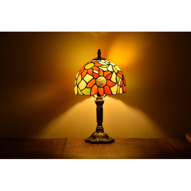 Abat-jour de Lampe de Table Style Tiffany pour Chevet et Bureau, Abat-Jour à DEL pour Chambre, Vitrail, Hauteur 14,5 Pieds', Multicolore