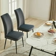 thumbnail image 3 of Modern Dining Chairs Set of 2, Velvet Upholstered, Channel Tufted Back, Black Metal Legs, for Kitchen, Restaurant, Dining Room Furniture, (Dark Gray), 3 of 7