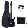 Glarry 170 Type Full Size Electric Guitar with Amplifier+Guitar Bag+Shoulder Strap+Power Wire+Tools+Plectrum+Tremolo Arm,Black