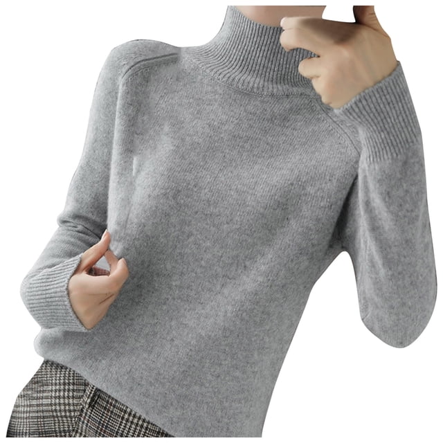 Chandail à Col Roulé Femme Automne Chandail Foncé et Hiver Épaissi Tenues Différentes Femmes Chandails Unis pour Femmes Chandail Ample Tricoté à Manches Longues Chandail de Base