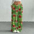 thumbnail image 2 of Women's Casual And Fashionable Greentown Printed Elastic Waist, Loose Straight Leg With Plush Pants With Rope, 2 of 2