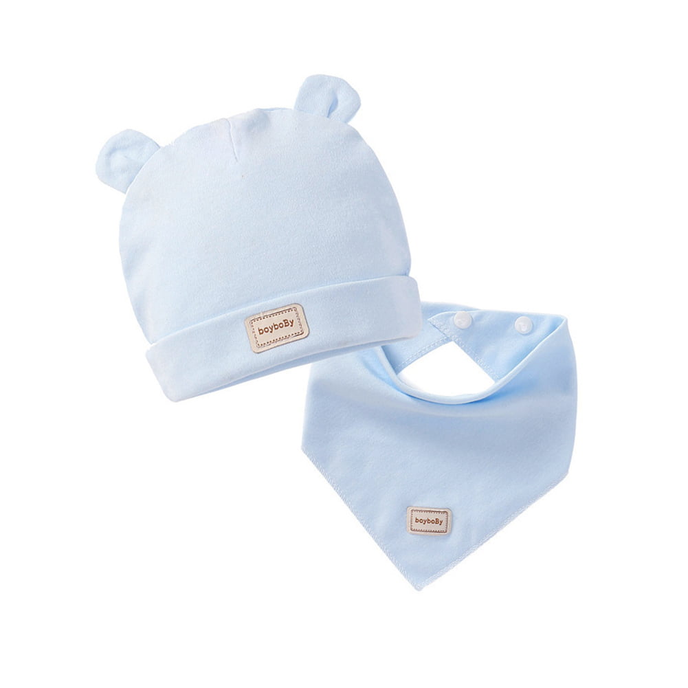 Cotton Baby Hat Bibs Newborn Girl Boy Rabbit Ears Beanie Autumn Winter scarf Cap 