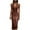 A153 Brown, variant on Sleeveless Halter Faux Leather Midi Dress for Women, Deep V Neck Side Slit Dresses with Belt Party and Wedding Guest