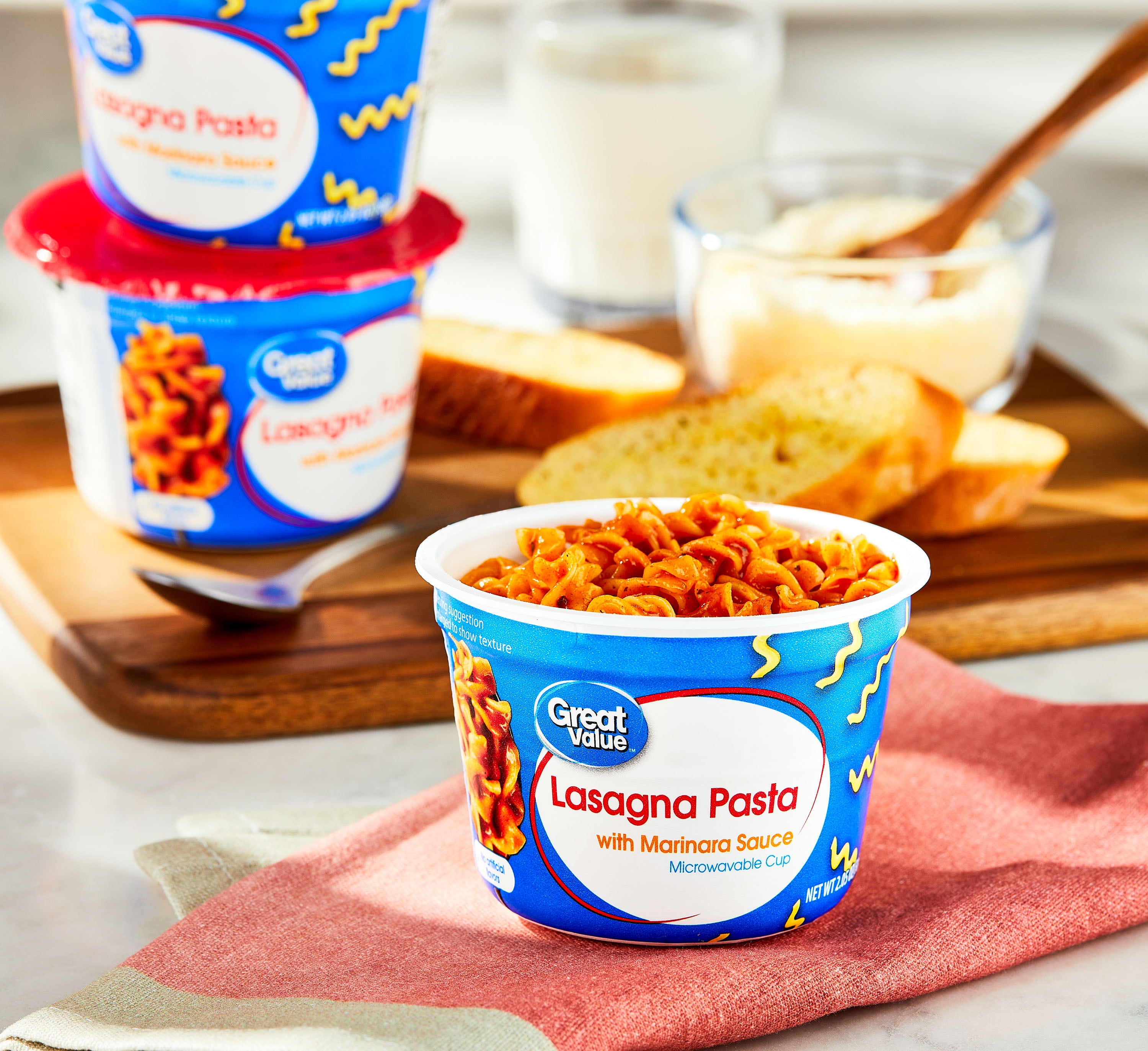 (12 pack) Great Value Microwavable Lasagna Pasta with Marinara Sauce, 2.05 oz Cup (Shelf Stable)