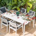 thumbnail image 2 of Christmas Table Cloths for 6 Foot Rectangle Tables, Xams Tree Winter Red Poinsettia Pine Cones Patio Waterproof Elastic Fitted Tablecloths, Washable Rectangular Table Cover for Camping, 2 of 8