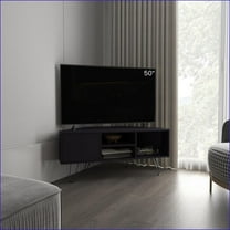 TV Furniture Corner TV Stand with 2 Shelves & 2 Cabinets | Black | Modern