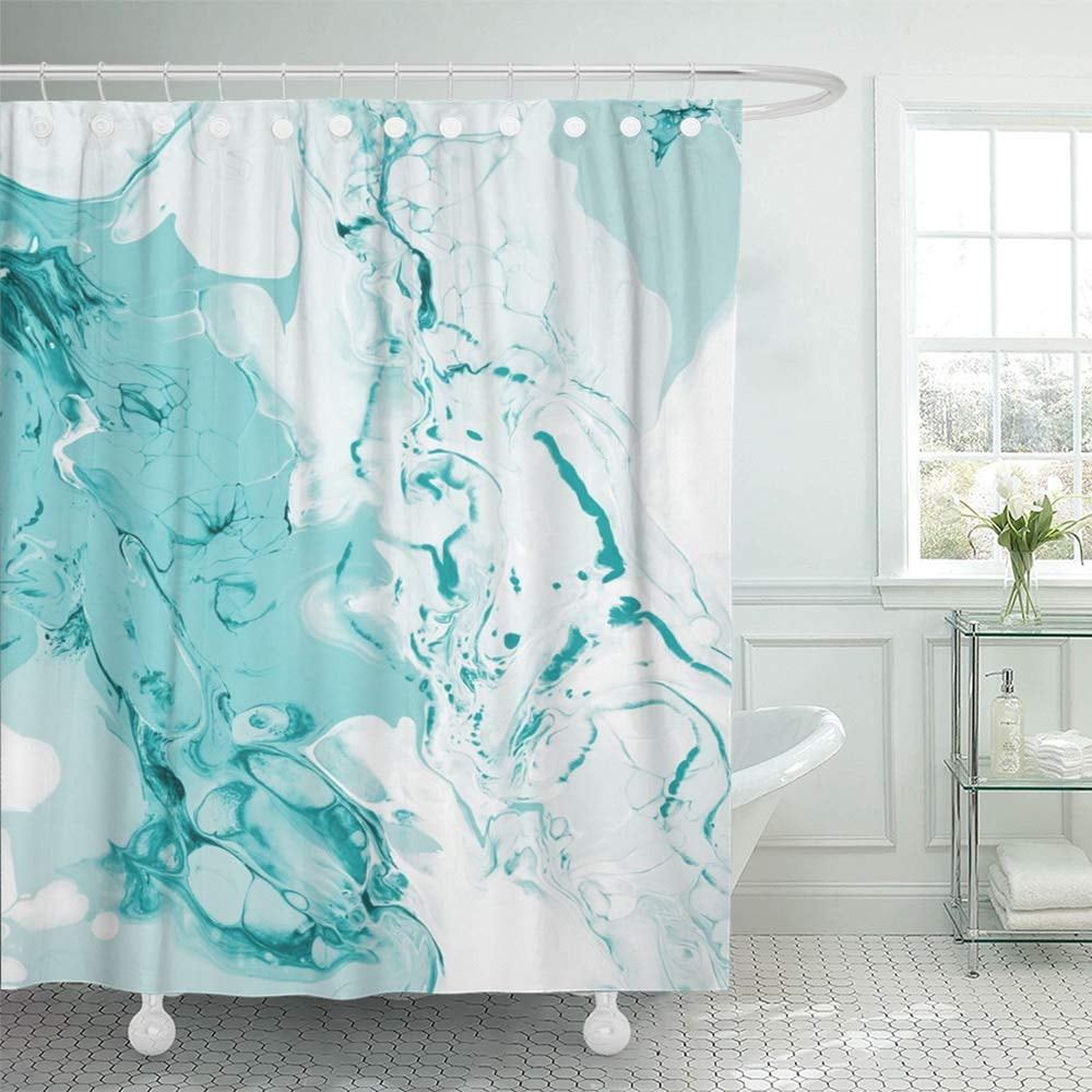 PKNMT Watercolor Aquatic Turquoise Abstract Hand Liquid Painting on