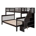 thumbnail image 5 of imerelez Stairway Twin-Over-Full Bunk Bed with Storage and Guard Rail for Bedroom, Espresso color, 5 of 9