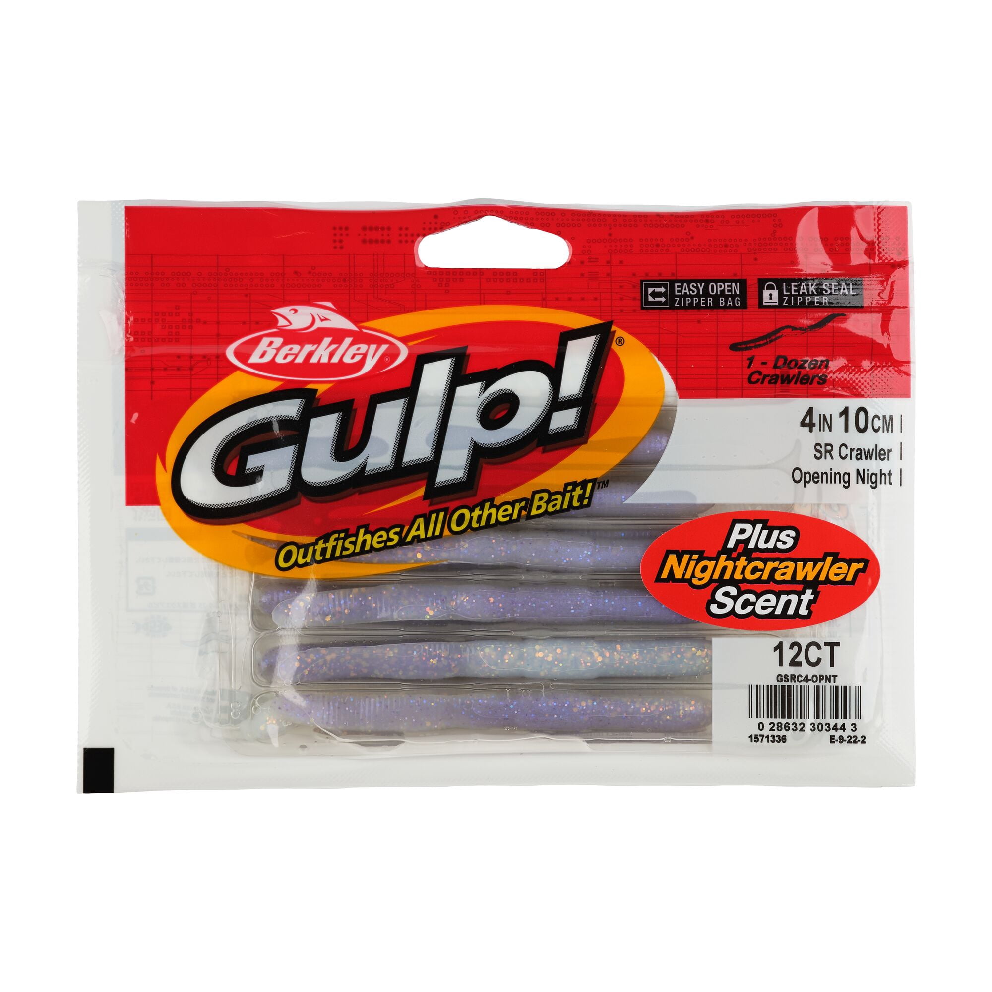 Berkley Gulp!® SR Crawler, 4 in, Worms, Opening Night (12 Count)