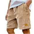 thumbnail image 2 of Big & Tall Mens Corduroy-Shorts Plus Size M-5X Athletic Workout Casual Solid Drawstring Elastic Waist Wide Leg Loungewear Short with Pockets, 2 of 6