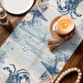 thumbnail image 3 of Blue Crab Coastal Table Runner 108 Inches, Beach Starfish Nautical Coral Vintage Bed Runner Dresser Scarves Tabletop for Indoor Outdoor Parties/Ceremony/Banquet, 13"x 108", 3 of 9