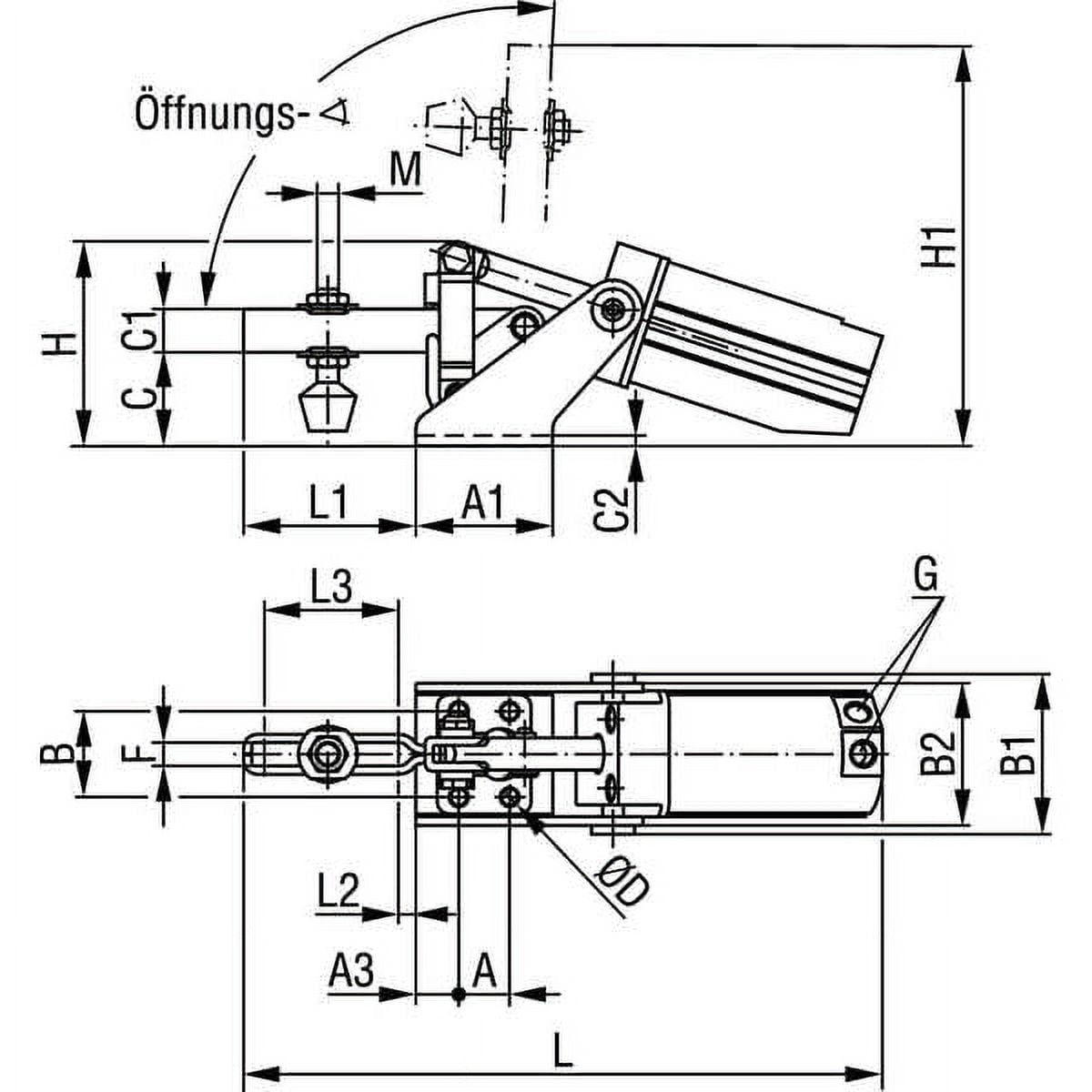 De-Sta-Co Swing/Toggle Clamp,Pneumatic 802-U