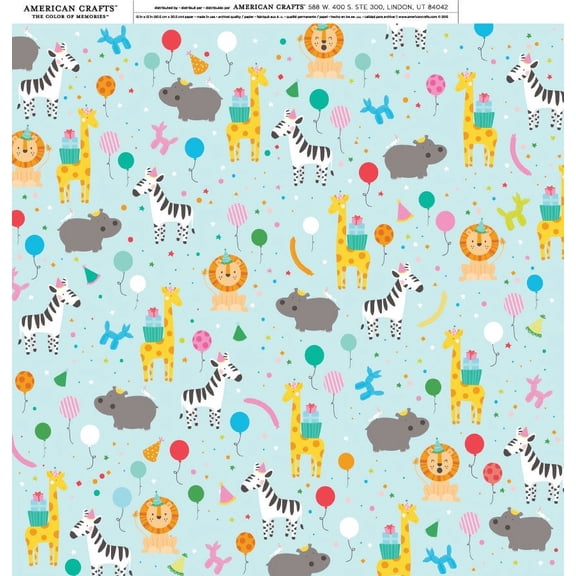 American Crafts Holiday/Event Single-Sided Cardstock 12"X12"-Party Animal