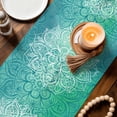 thumbnail image 3 of Turquoise Boho Table Runner - 90 Inch Long Oriental Abstract Motifs Traditional Bohemian Cotton and Linen Blended Dress Scarves Farmhouse Table Runner for Kitchen Dining, Coffee Table, 13" x 90", 3 of 8
